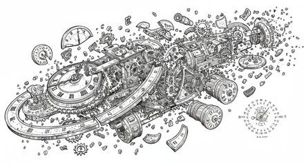 Obraz premium Time-Traveling Clock Gears in Spacetime