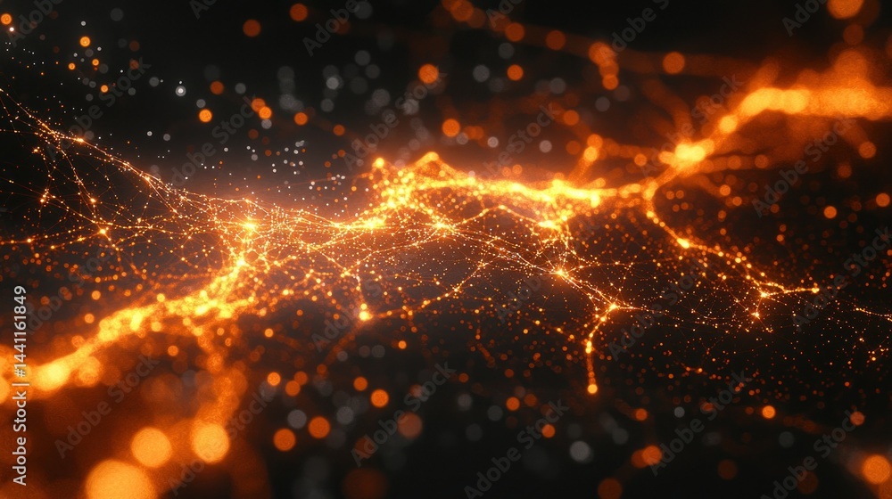 Aufkleber abstract bright interconnected glowing particle network