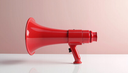 Red Megaphone on White Surface Against Pink Background, Black Friday     