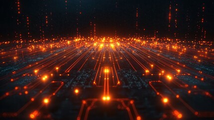 Obraz premium Abstract futuristic circuit board design, glowing patterns