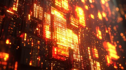 Abstract glowing panels, intricate geometric pattern