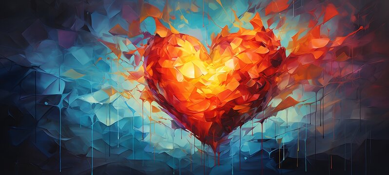 abstract colorful painting of a heart,ai generative