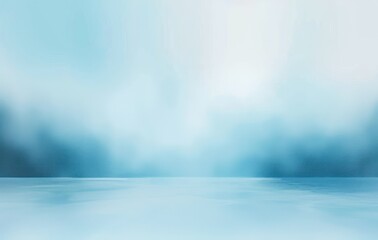 Fototapeta premium calm and serene blue gradient background with a smooth reflective surface and soft blurred light transition evoking tranquility and peacefulness