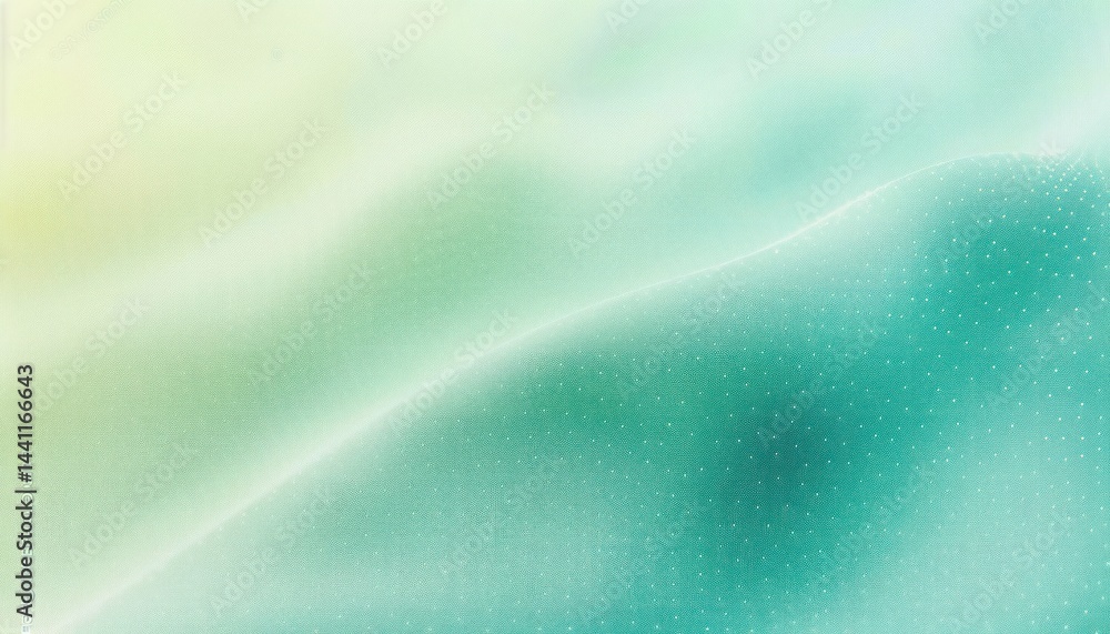 Poster soft flowing abstract waves with turquoise and light green gradients dotted with small white points 