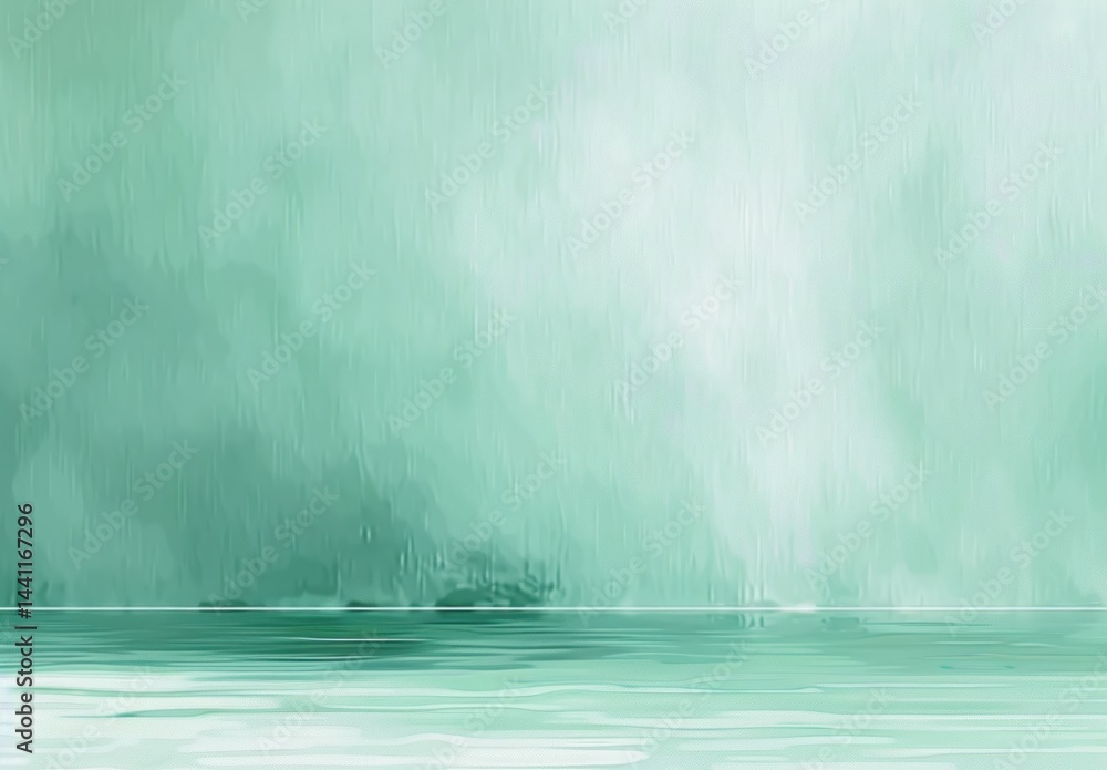 Poster calm and minimalistic light teal abstract water surface with subtle vertical textures and reflection