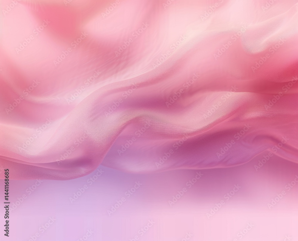 Poster soft flowing pastel pink fabric with delicate smooth waves creating a gentle and calming atmosphere