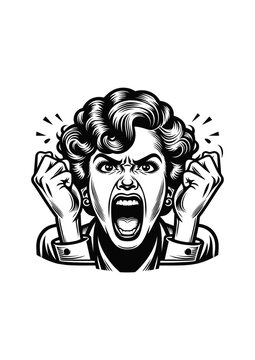 Angry woman, vector for print