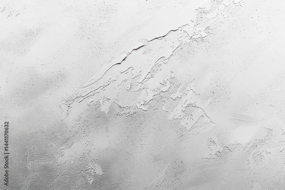 Poster close-up of a textured white surface with rough plaster and uneven paint strokes creating an abstrac