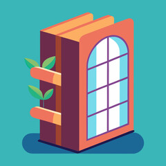 An open book with a green leaf resting on its pages, symbolizing nature and knowledge.