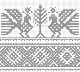 Embroidery scheme. Slavic ethnic motifs. Embroidery for decorating folk costumes and household items. Russian embroidery, Folk embroidery. Embroidery scheme