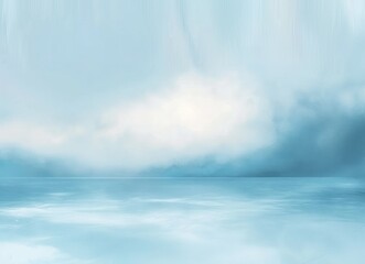 Fototapeta premium calm expansive frozen lake under a cloudy pale blue sky with soft light and serene atmosphere