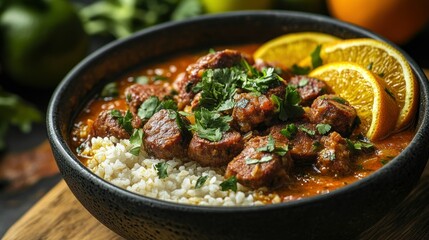 Savory sausage and rice dish with citrus