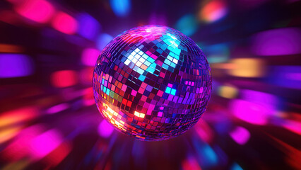 Obraz premium colorful circle disco party lights background, glow 15