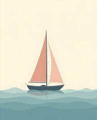 Fototapeta premium Minimalist Sailboat with Triangular Sail