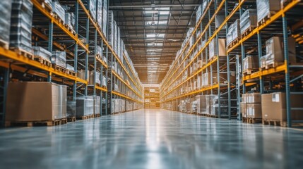 Obraz premium Warehouse aisle, inventory, logistics, distribution center