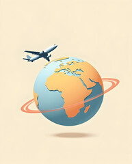 Fototapeta premium Small Globe with Airplane Circling