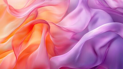 Fototapeta premium Abstract Pastel Fabric Texture Orange, Pink, and Purple Silk Drape