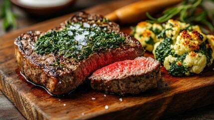 Seared Steak with Roasted Cauliflower and Herbs
