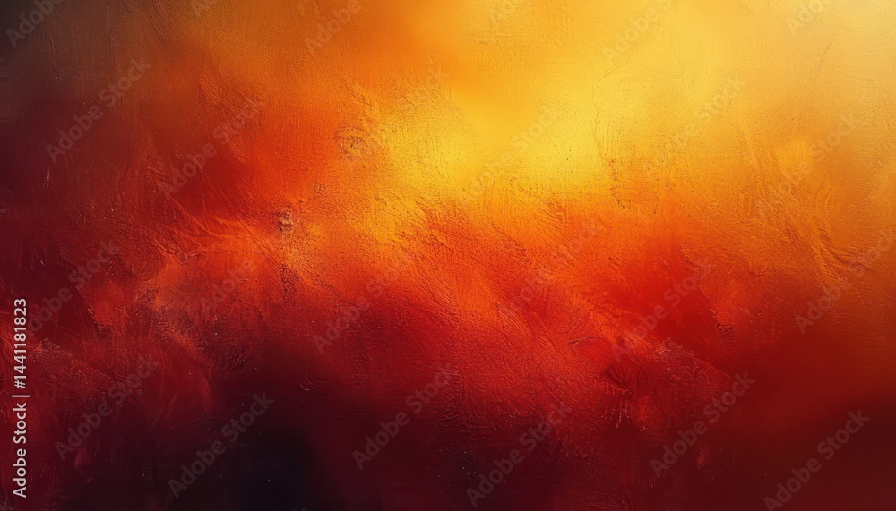 Poster abstract textured background with warm gradient colors blending from deep red to bright orange and y