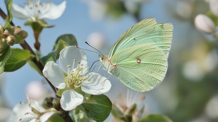 A butterfly resting on a delicate spring flower