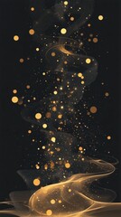 Fototapeta premium Golden particles swirl gracefully in a dark background creating a magical atmosphere