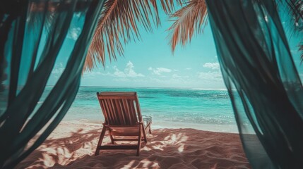 Obraz premium Beachside Relaxation Under Palm Trees