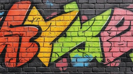 Colorful Graffiti on Brick Wall