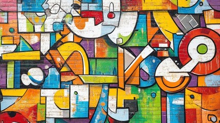 Obraz premium Colorful abstract graffiti on brick wall