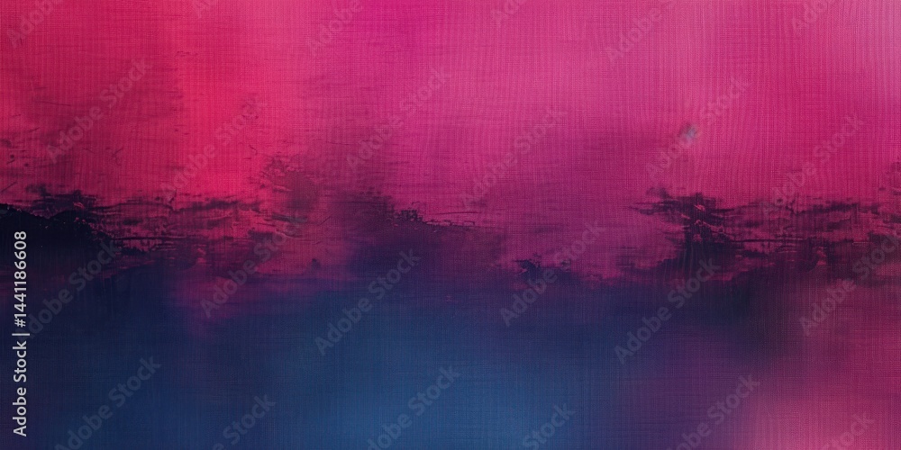 Poster abstract digital painting with vibrant horizontal gradient of deep pink blending into dark purple an