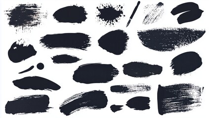 Creative black paint strokes for artistic design and illustration
