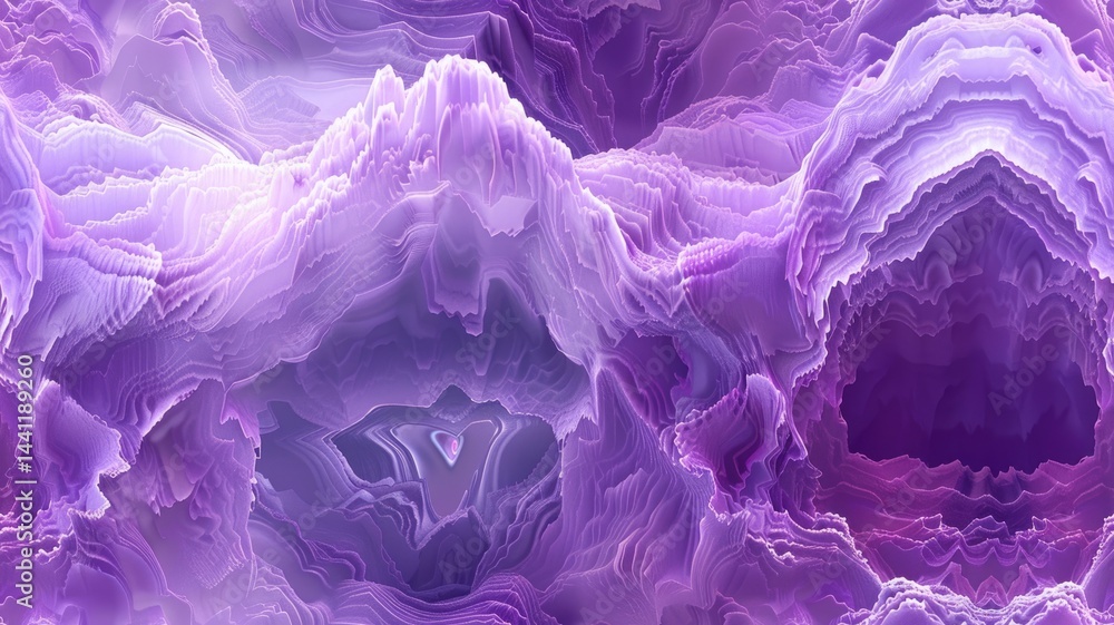 Poster abstract purple and pink digital waves with light particles. artwork of digital glowing pink dots co
