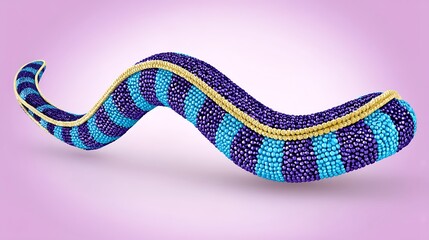 Colorful, beaded, serpentine artwork