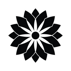 Circular Bloom With Inner Pattern Black Vector