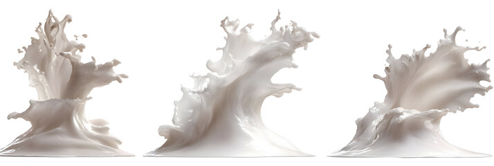Fototapeta premium Dynamic milk splash composition against a stark black background, showcasing fluid motion