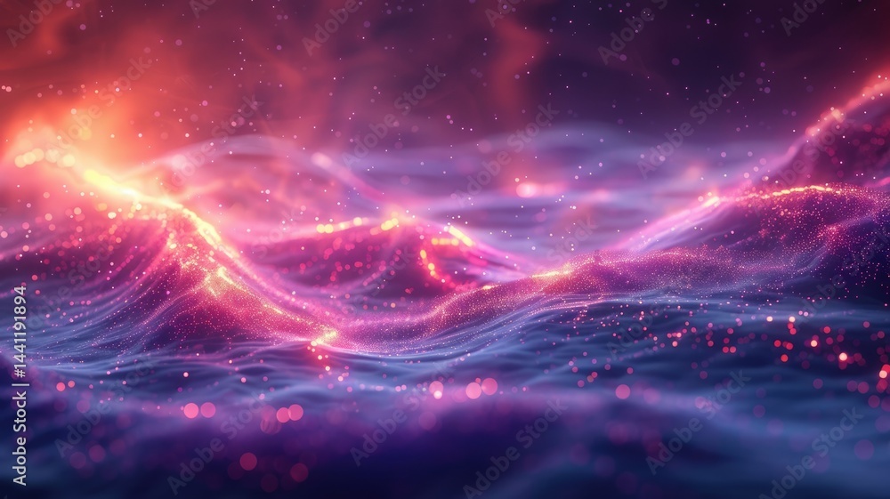 Poster abstract vivid color wave flowing express the energetic signal. seamless texture of vividness curve 