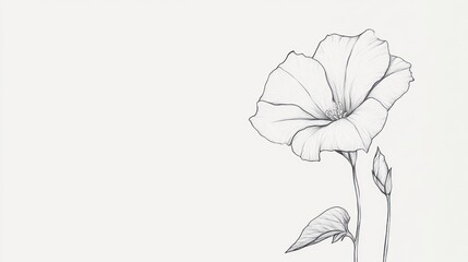 Detailed line drawing of a hibiscus flower