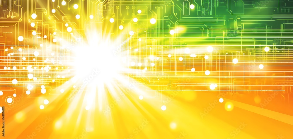 Aufkleber innovative technology backdrop with a burst of illumination and circuitry