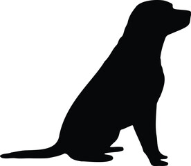 Labrador Dog Sitting Relaxed Silhouette Illustration Vector