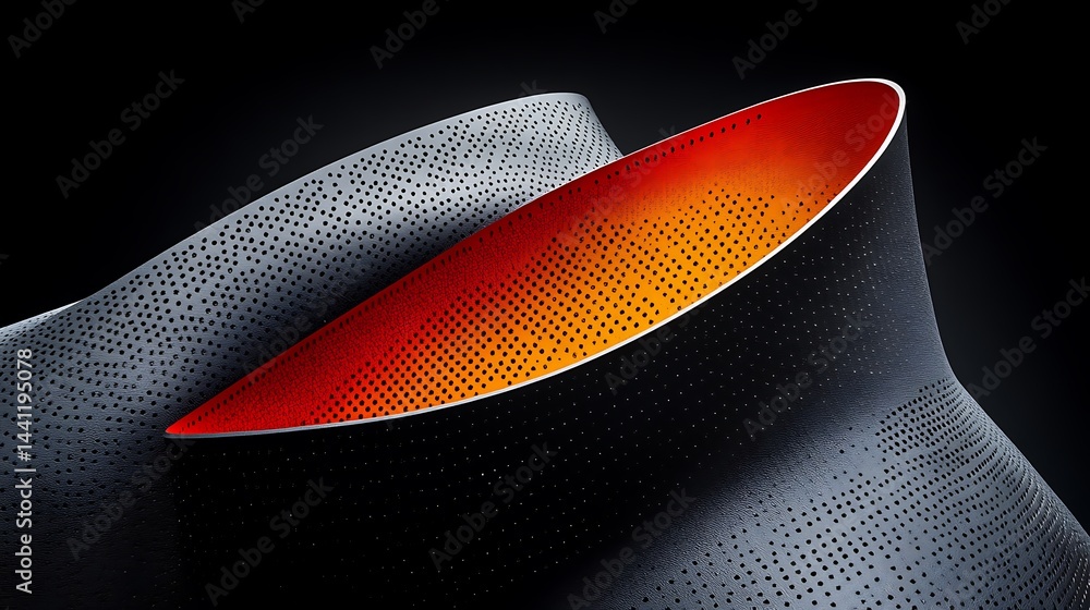 Aufkleber sculptural perforated material showing dynamic texture and vibrant color