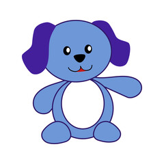 Cute dog cartoon. Blue puppy drawing. Smiling pet character. Vector playful illustration.
