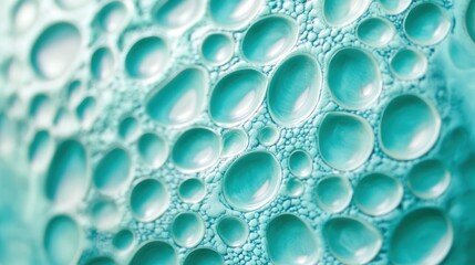 Close up view of water droplets on a surface, capturing the abstract textures and patterns, background blurred