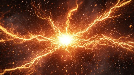 Explosive energy, glowing, fiery, and electric visuals