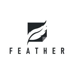 feather logo design, simple black silhouette concept of bird feathers and as a symbol of brand design template illustration