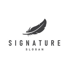 feather logo design, simple black silhouette concept of bird feathers and as a symbol of brand design template illustration