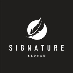 feather logo design, simple black silhouette concept of bird feathers and as a symbol of brand design template illustration
