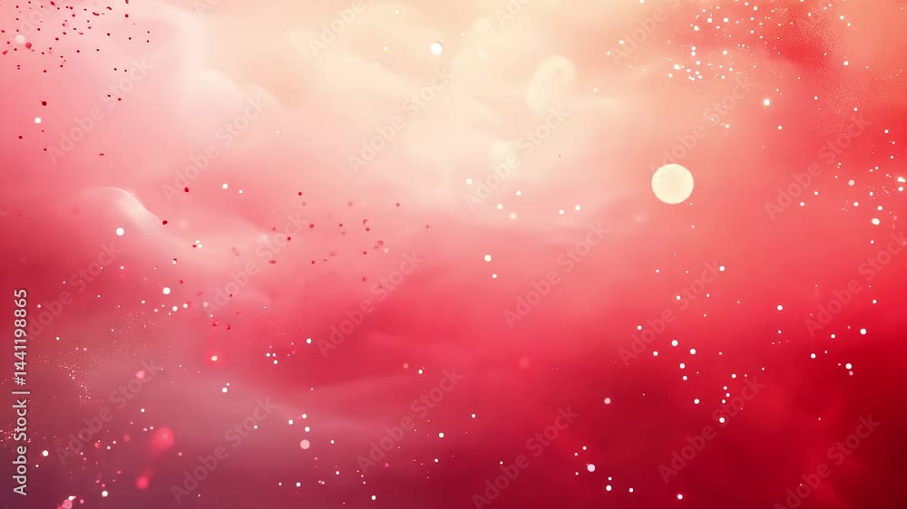 Poster red and white bokeh particle background