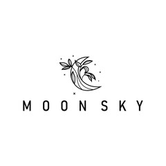 simple minimalist moon logo design with elegant line concept as a symbol illustration template for a product and business brand
