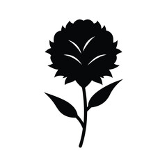Stylized Carnation Flower Shape Black Vector Silhouette