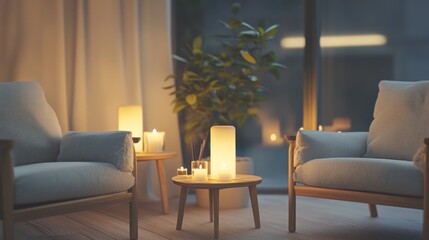 Cozy candles night room relaxation