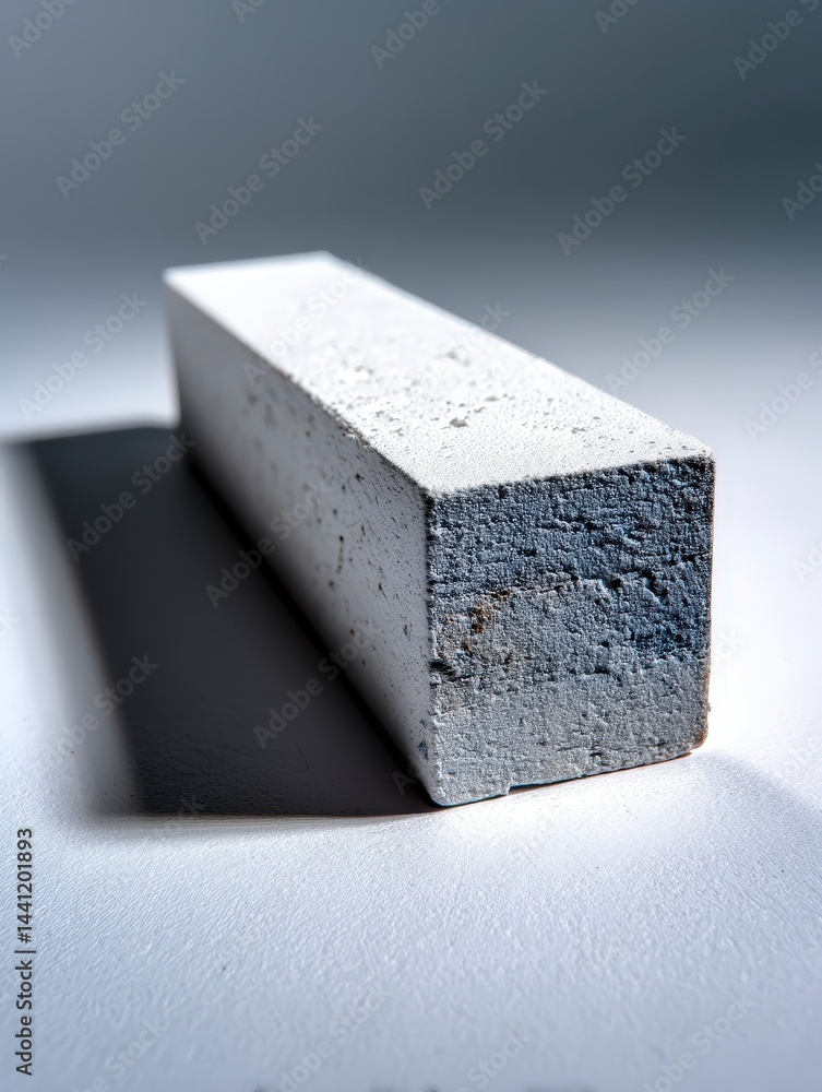 Poster a plain white concrete block on a subtle gradient background.
